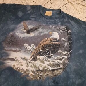 Vtg 90s The Mountain Mens 3XL Bald Eagle Winter Snow Nature Wildlife Shirt Y2K